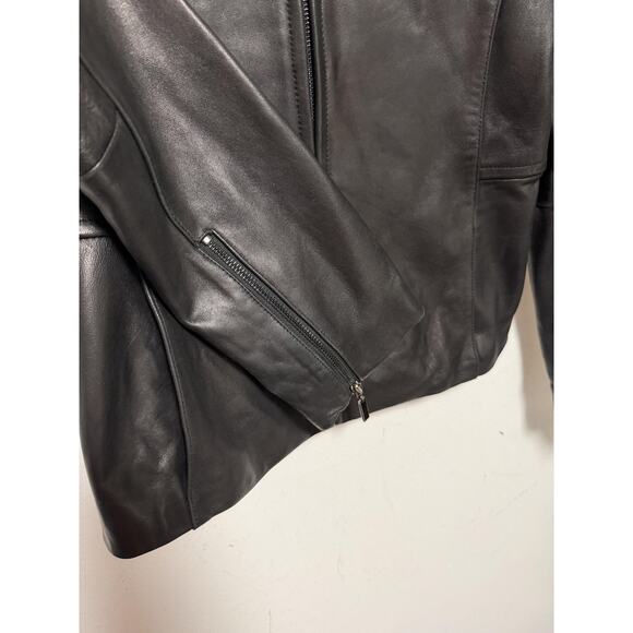 Avanti New York Leather Jacket Womens Small Black Zip Front Genuine Moto Style - Picture 4 of 15